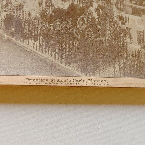 ANTIQUE STEREOGRAPH Card Cemetery at Monte Carlo, Monaco - Picture 4 of 5